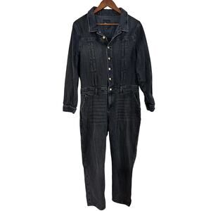 OWN. Black Denim Jumpsuit Long Sleeve Straight Leg Utility Grunge Minimalist